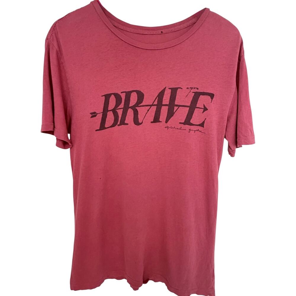 Spiritual Gangster Brave Graphic T Shirt Womens Small Pink Arrow Yoga Tee